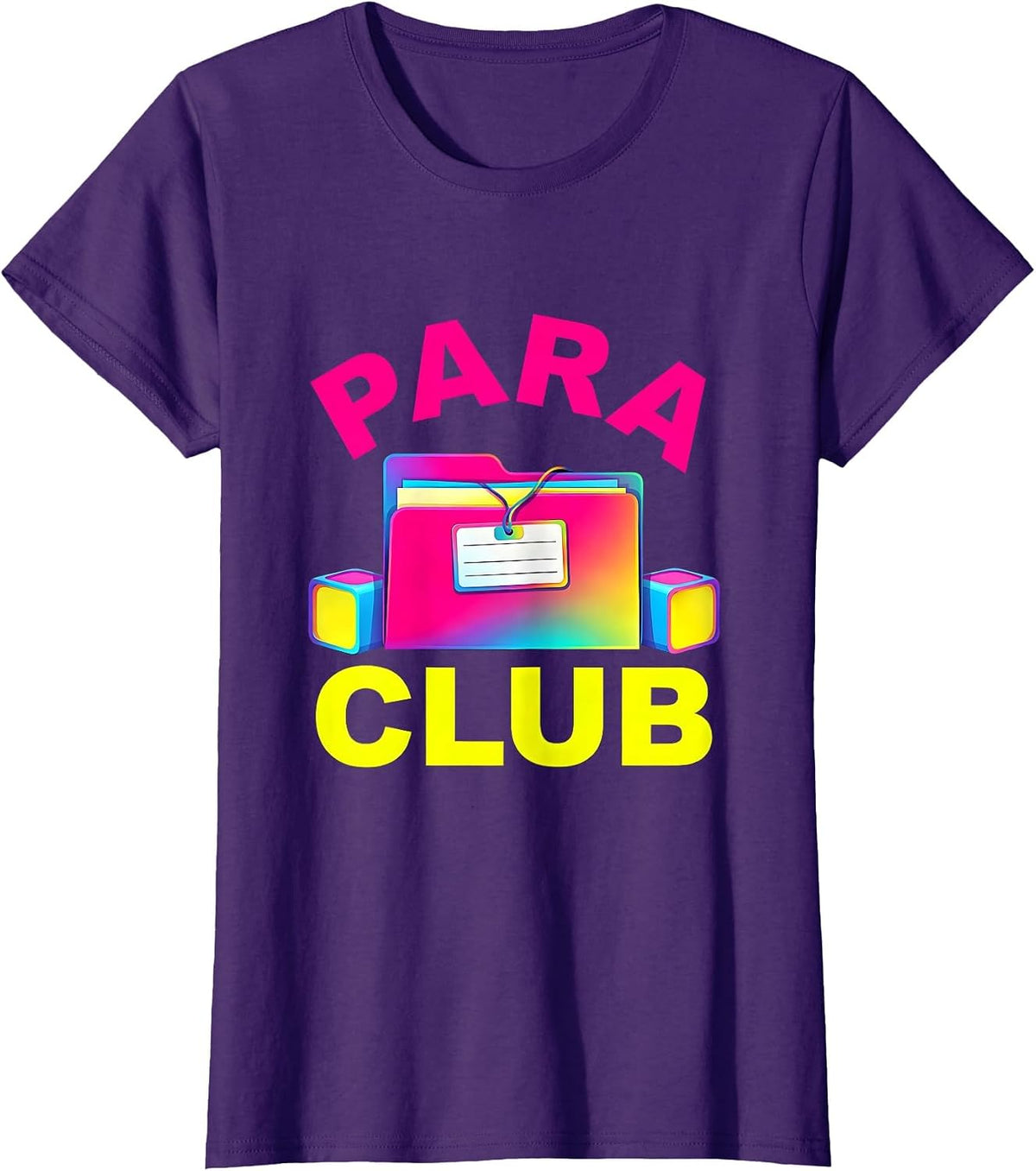 Women's Para Club Colorful Paraprofessional Paraeducator School Aide T-Shirt - Purple