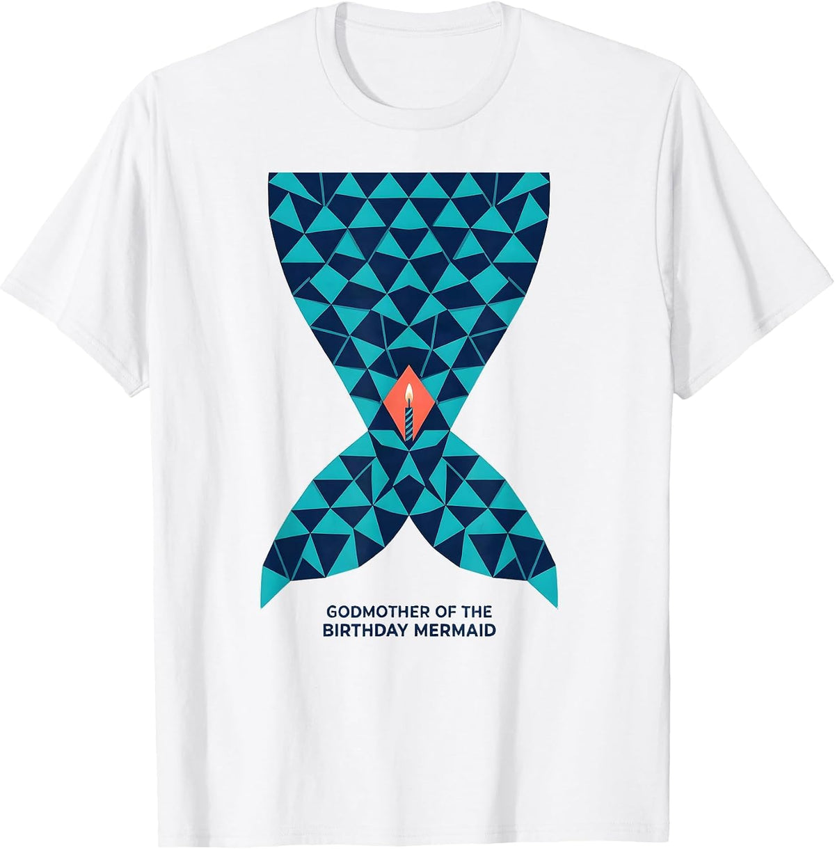Men's Godmother Of The Birthday Mermaid Geometric Mermaid Squad T-Shirt - White