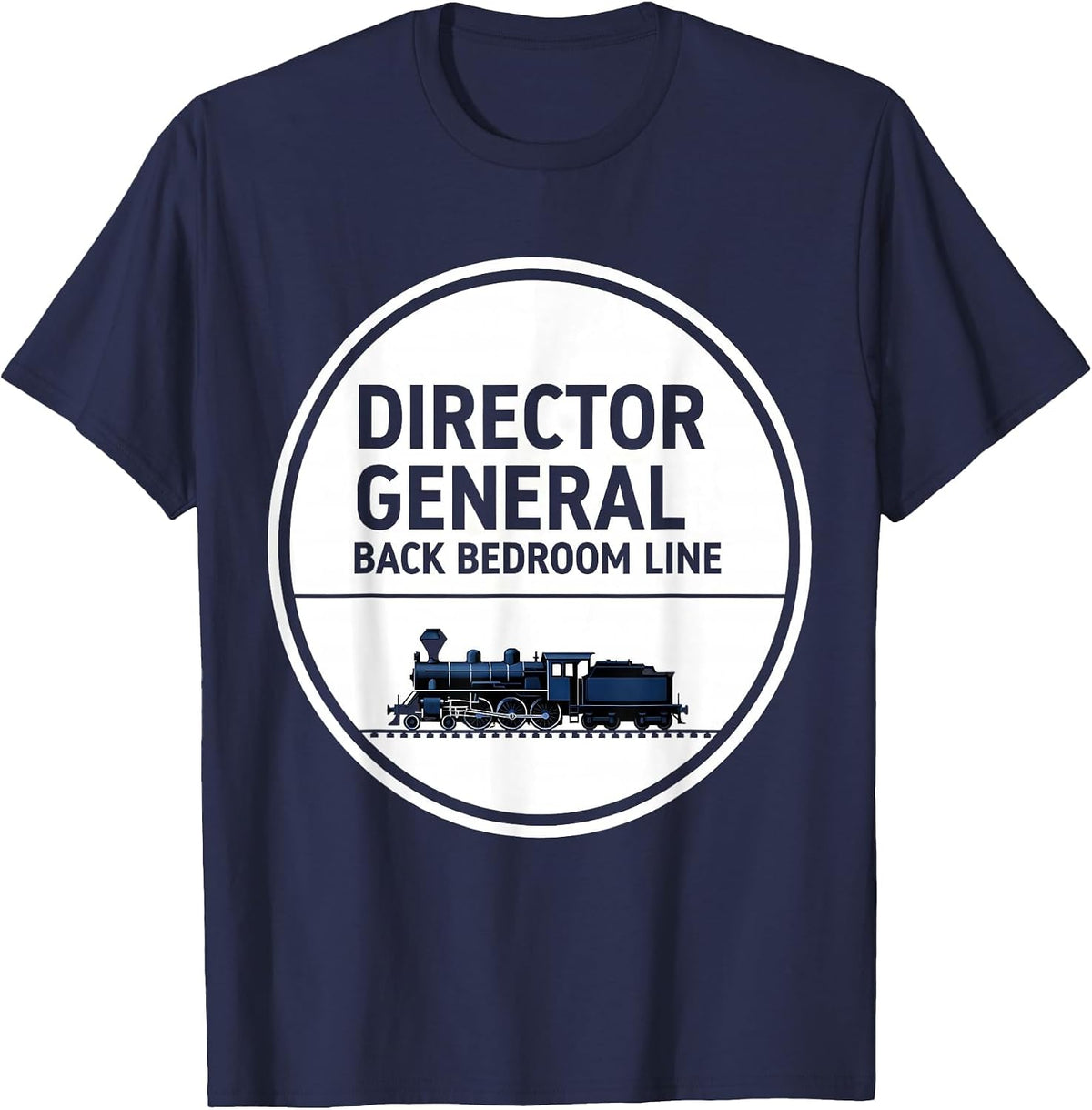 Director General Back Bedroom Line Vintage Steam Train T-Shirt - Navy Blue