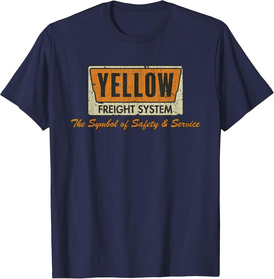 Vintage Yellow Freight Symbol of Safety 1968 - Truck Driver T-Shirt - Navy Blue