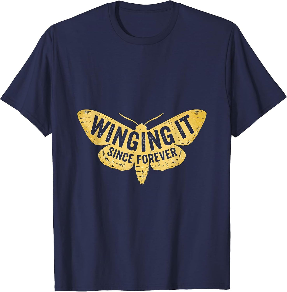 Winging It Since Forever Substitute Teacher T-Shirt - Navy Blue