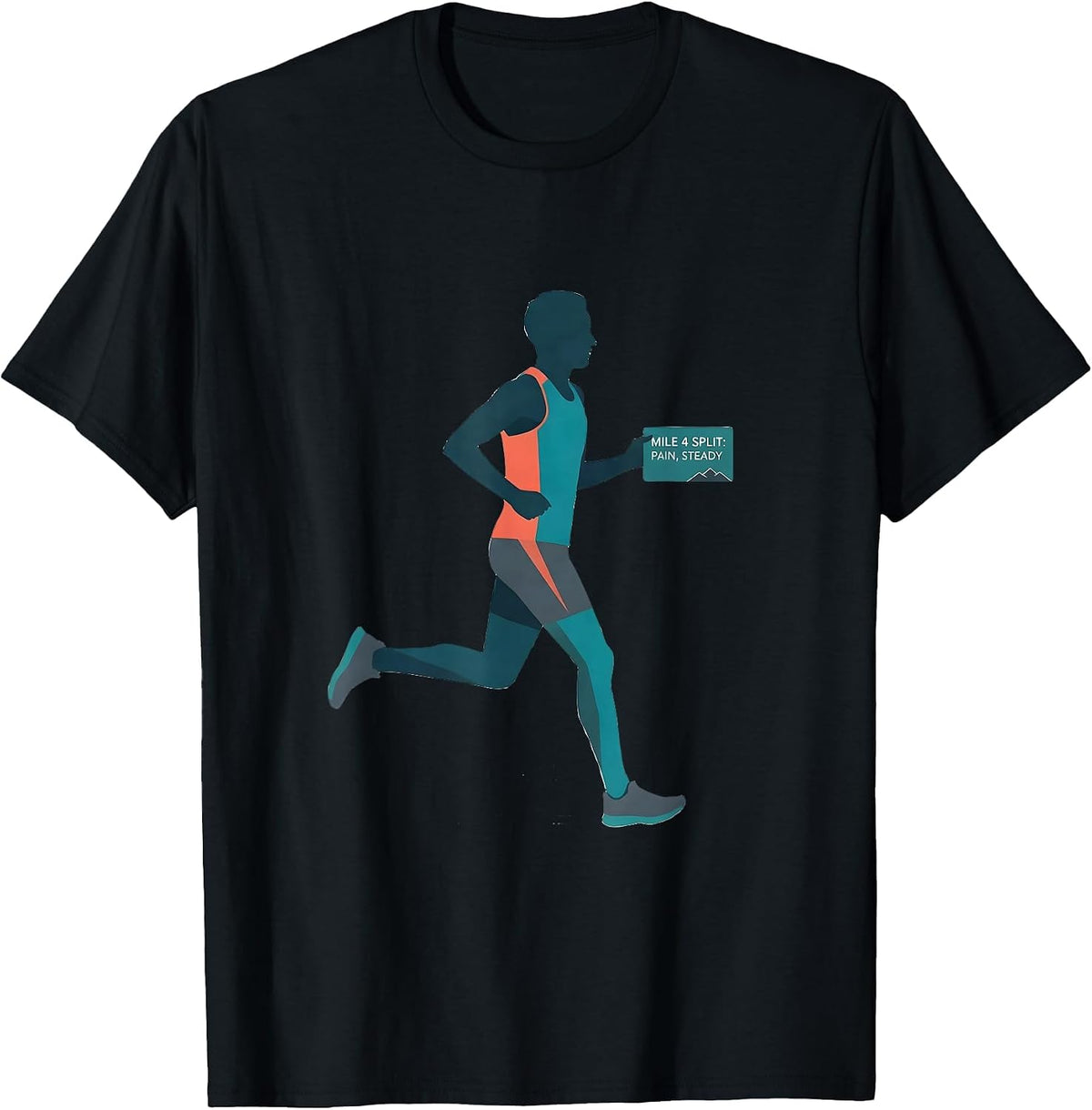 Men's Mile 4 Split: Pain, Steady Funny Cross Country Running Team T-Shirt - Black