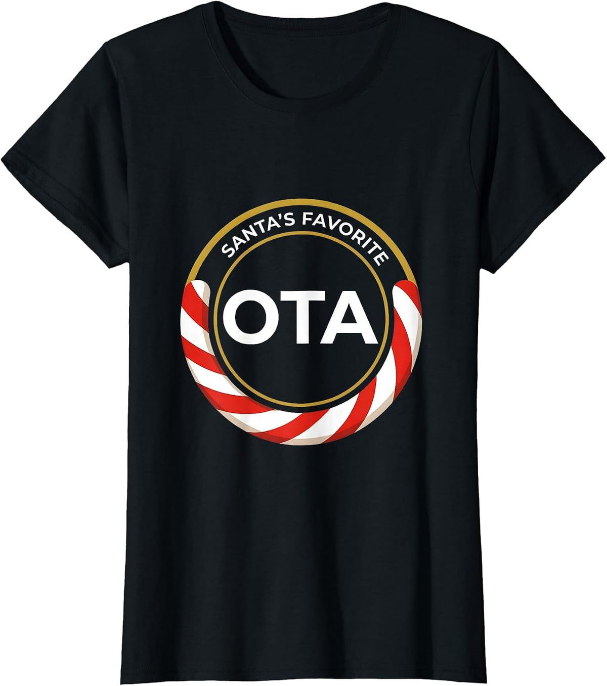 Women's Santa's Favorite OTA Funny Physical Therapy Christmas T-Shirt - Black