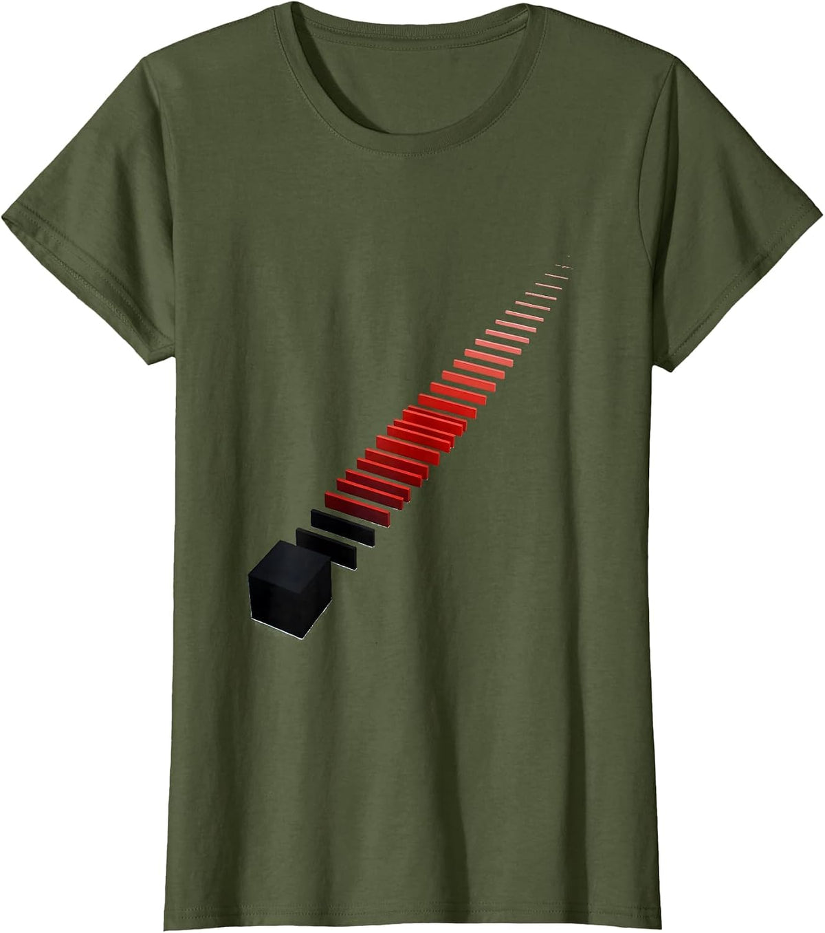 Women's Diagonal Pulse Bars Ham Radio Operator Humor T-Shirt - Olive Green