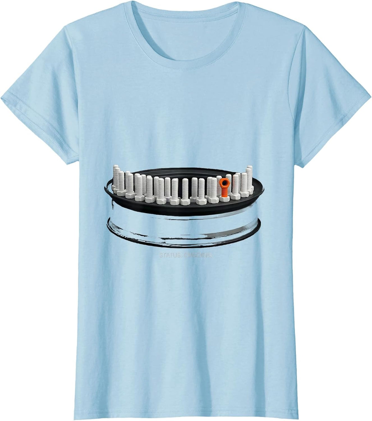Status: Ongoing Funny Car Guy Mechanic Garage Humor T-Shirt - Baby Blue