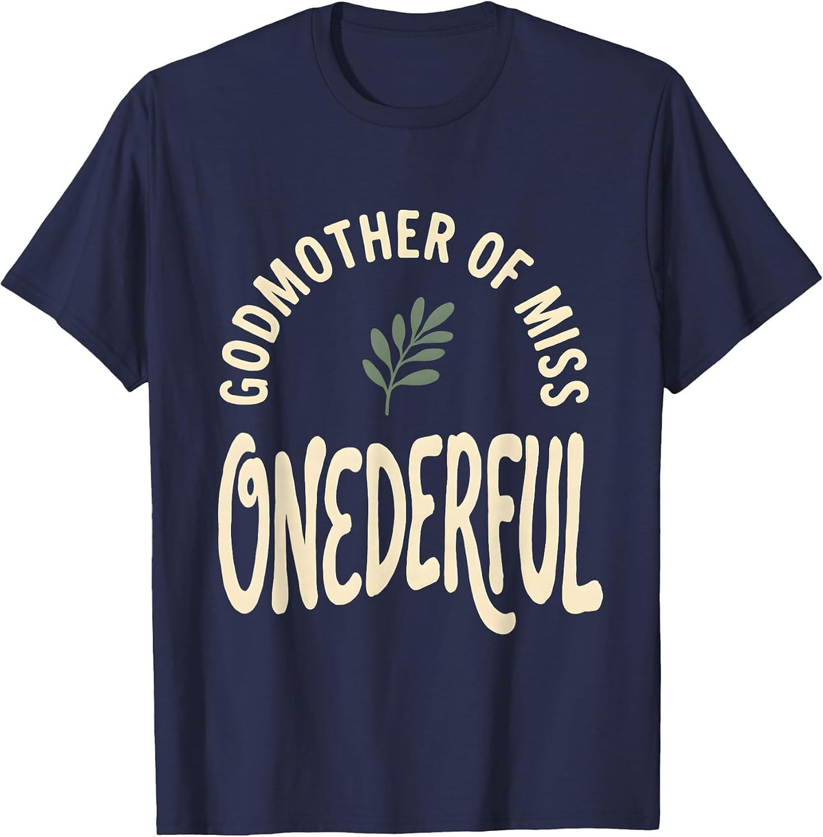 Godmother of Miss Onederful Boho First Birthday Matching T-Shirt - Navy Blue