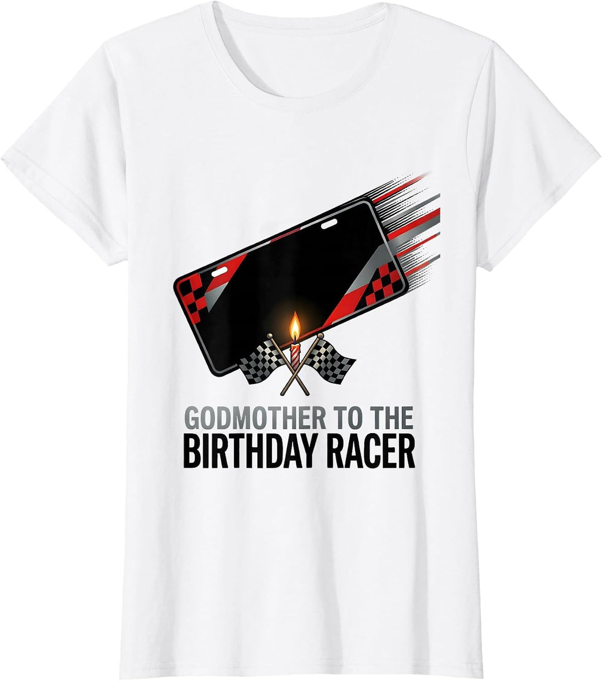 Women's Godmother To The Birthday Racer Racing Family Pit Crew T-Shirt - White