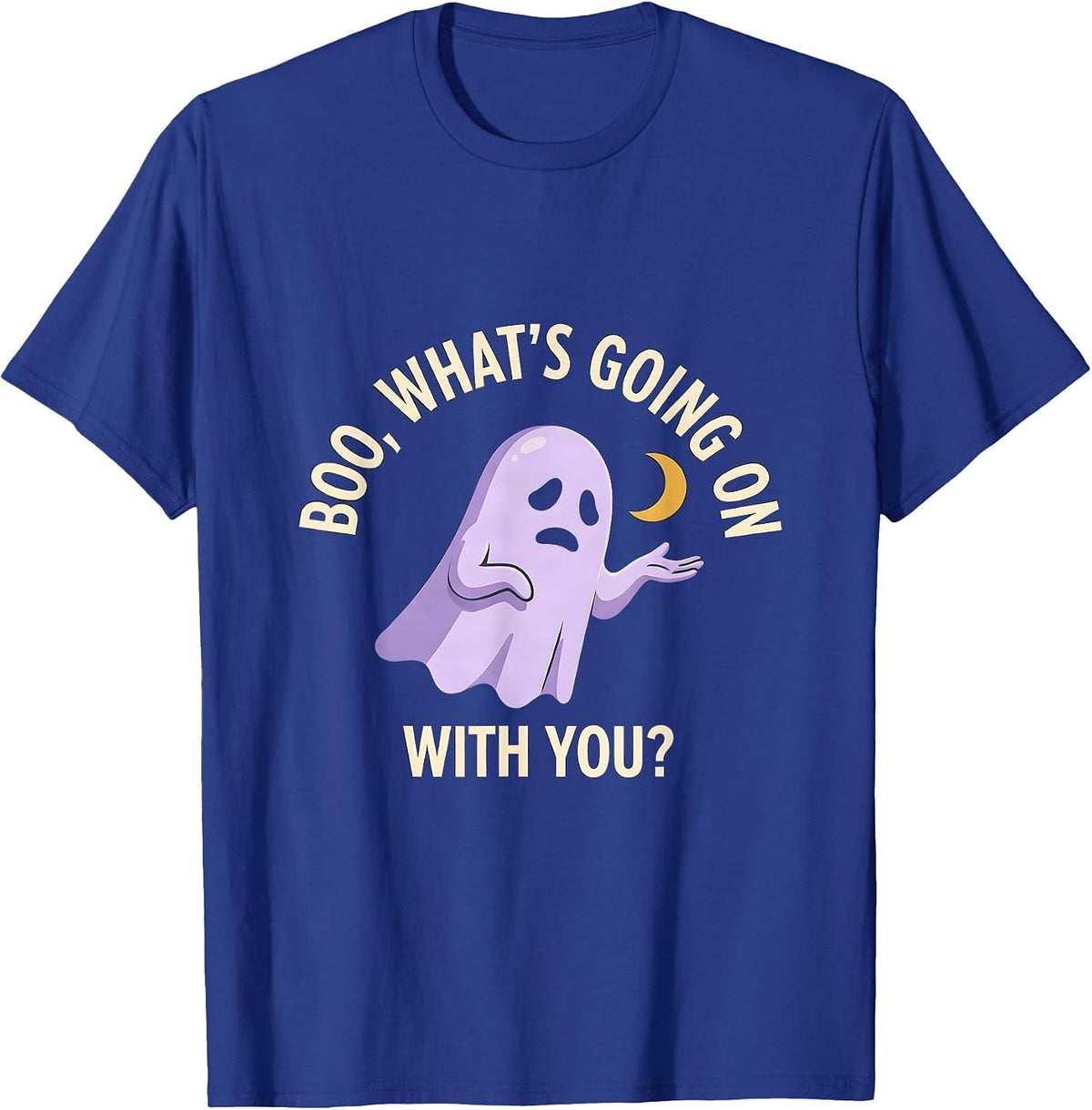 Men's Boo What's Going On With You Funny Halloween School T-Shirt - Royal Blue