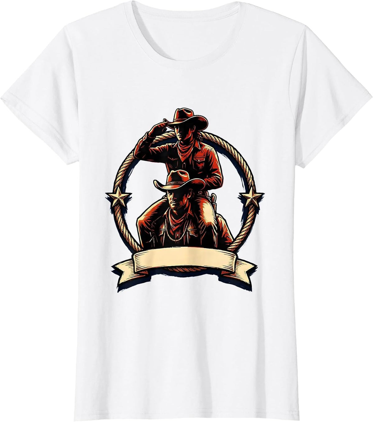 Women's Cowgirl Riding Cowboy Rodeo Graphic Tee T-Shirt - White