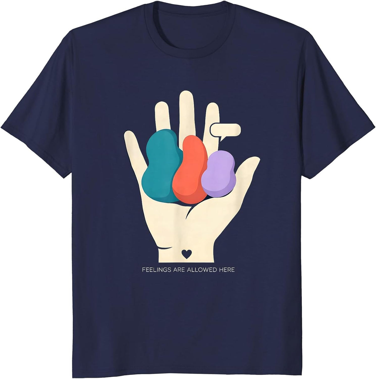 Feelings Are Allowed Here Inspirational Mental Health T-Shirt - Navy Blue