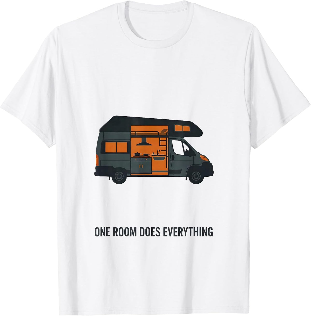 Men's One Room Does Everything Vintage Van Life Dwellers Road Trip T-Shirt - White