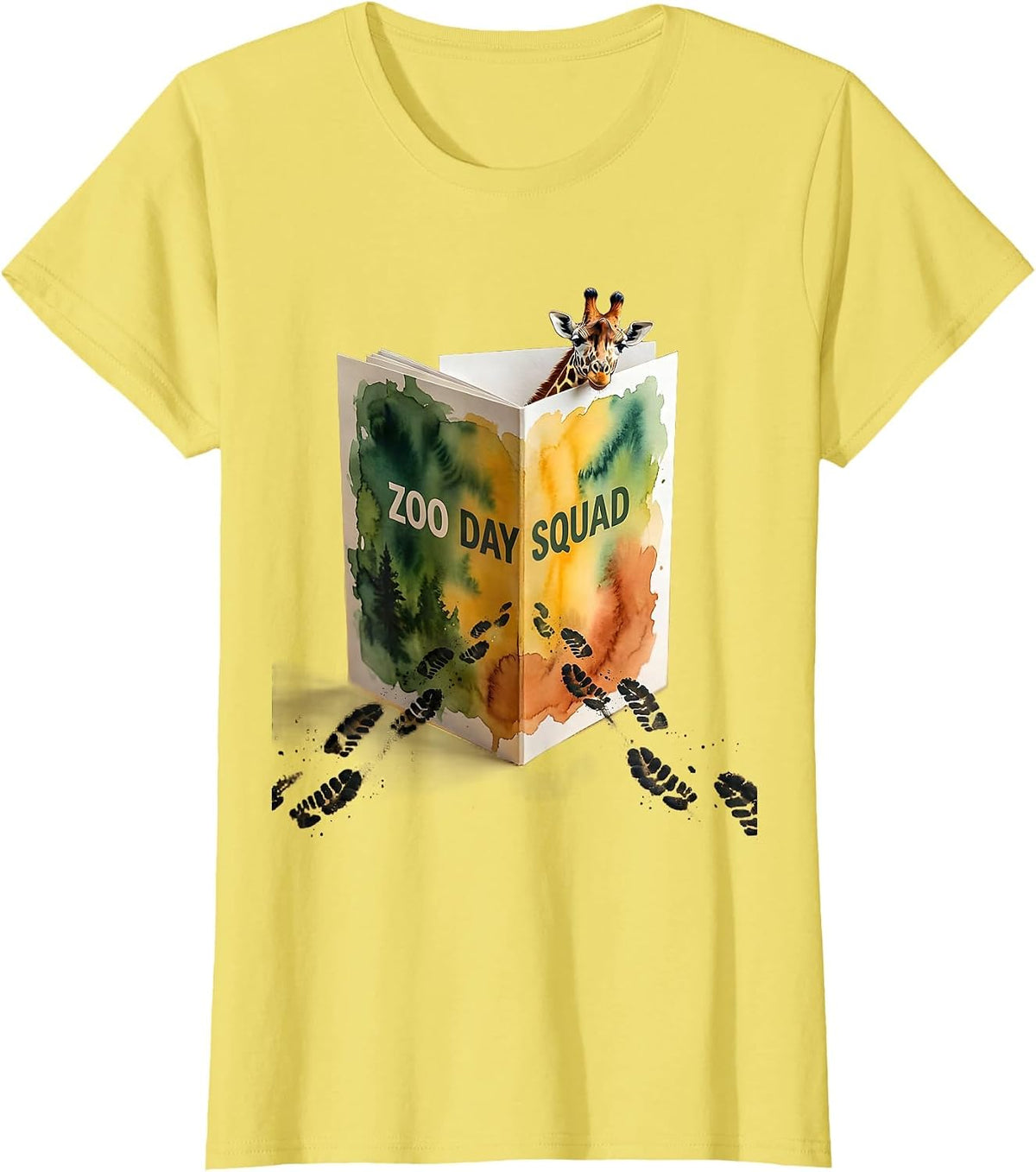 Zoo Day Squad Watercolor Zoo Safari Animal Family Birthday T-Shirt - Lemon Yellow