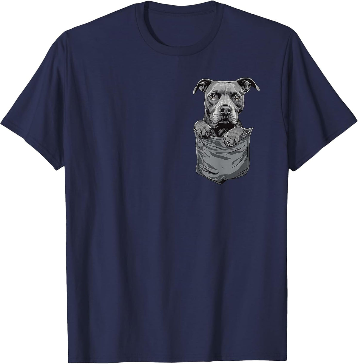 Pitbull in Pocket Cute Dog Lover Owner T-Shirt - Navy Blue