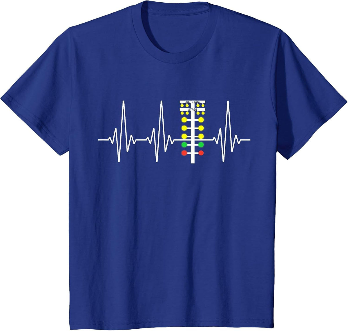 Drag Racing Heartbeat Race Track Light Tree Dragster Car Guy T-Shirt - Royal Blue
