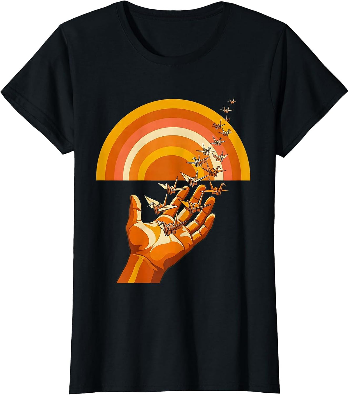 Paraprofessional Open Hand Releasing Paper Birds T-Shirt - Black