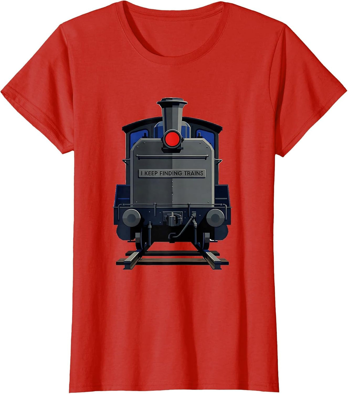 Women's I Keep Finding Trains Geometric Train Enthusiast Deadpan T-Shirt - Red