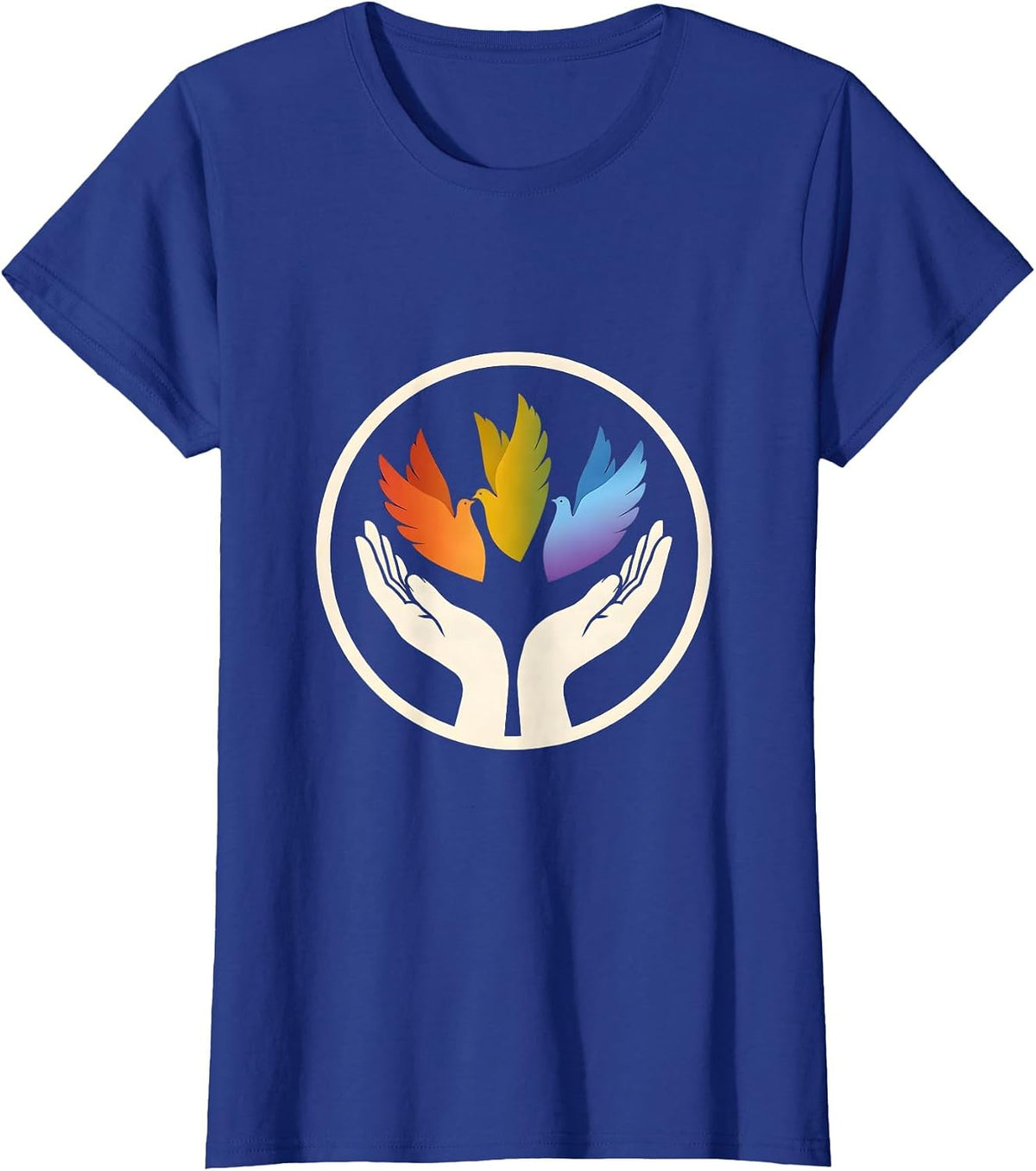 Women's Rainbow Doves Pride Flag Release Illustration T-Shirt - Royal Blue