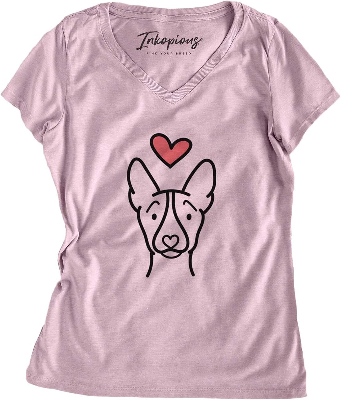 Inkopious Love Always Basenji T-Shirt - Lavender V-neck