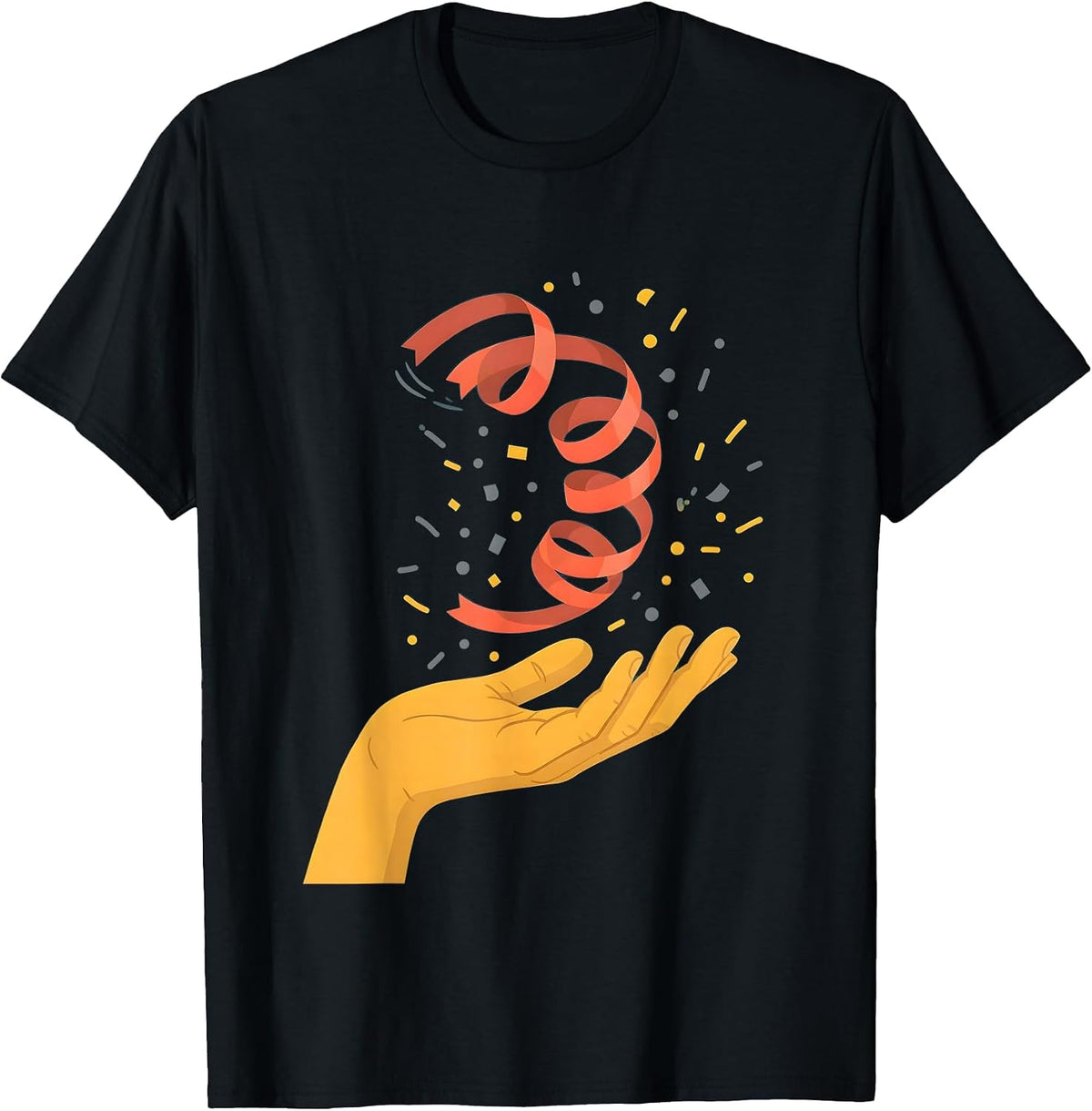Men's Comma Confetti Streamer Funny Grammar Teacher Gift T-Shirt - Black
