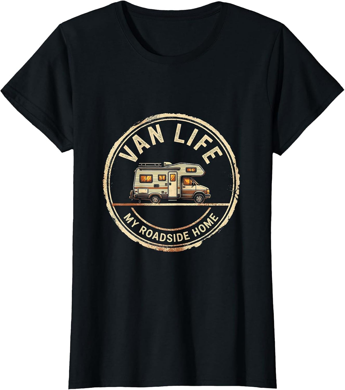 Van Life My Roadside Home Retro Camper Vanlife Nomad Pride T-Shirt - Black