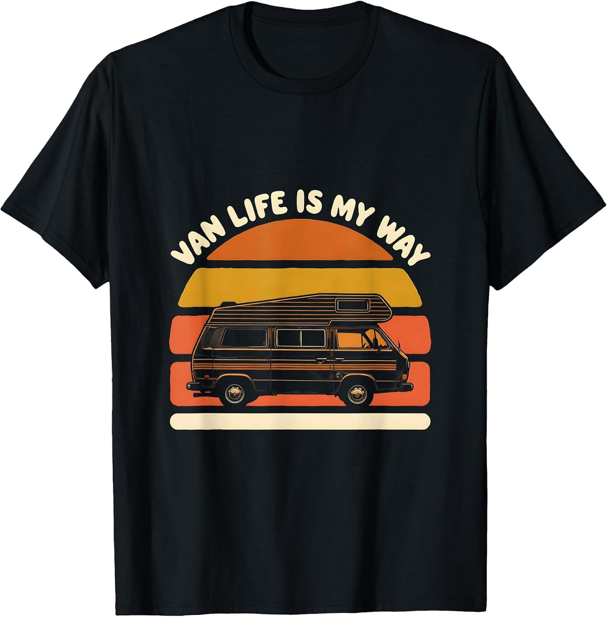 Men's Van Life Is My Way Retro Vintage Van Dwellers Nomads T-Shirt - Black