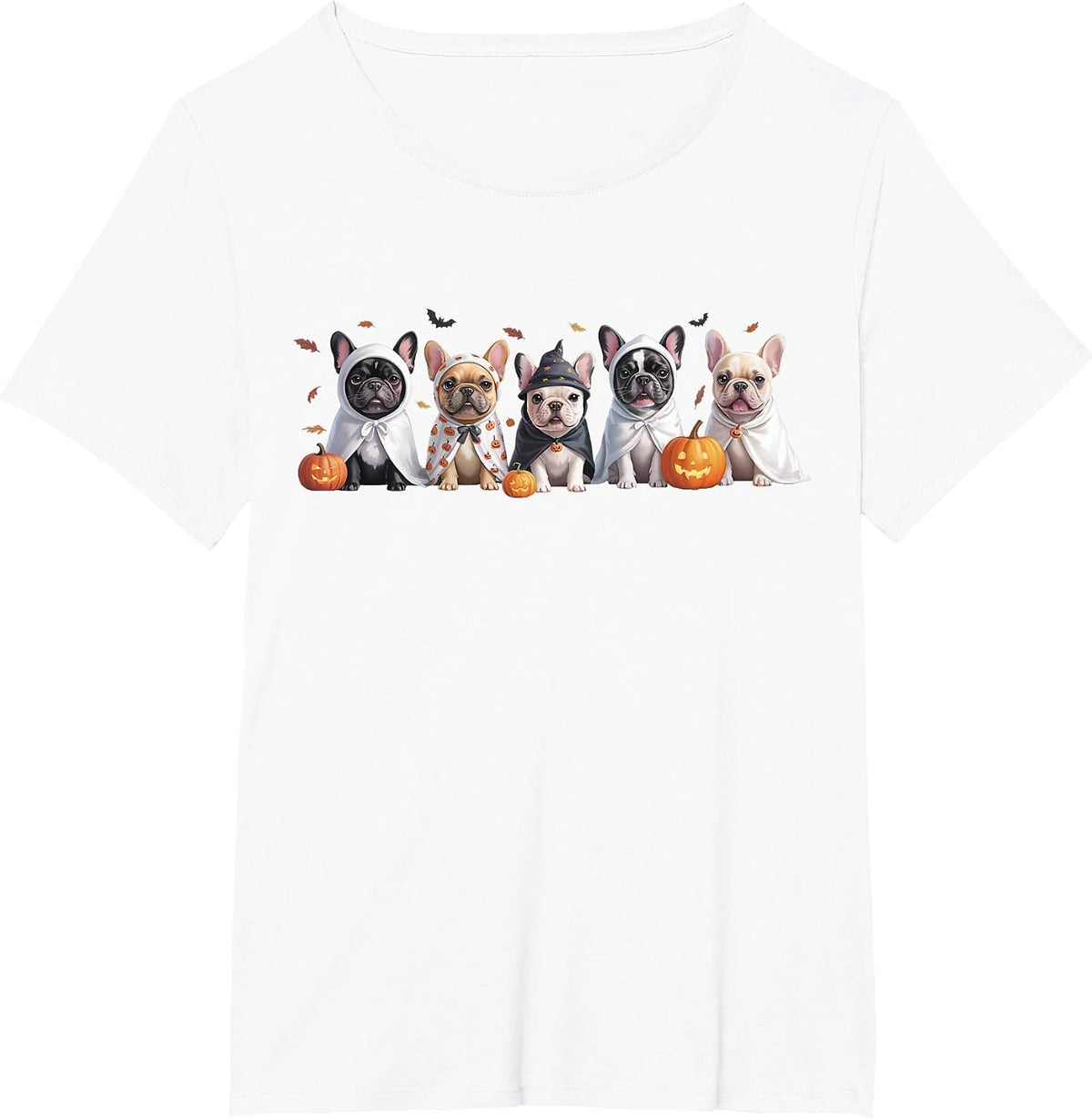 Cute French Bulldog Halloween Costume Frenchie Dog Ghost T-Shirt - White