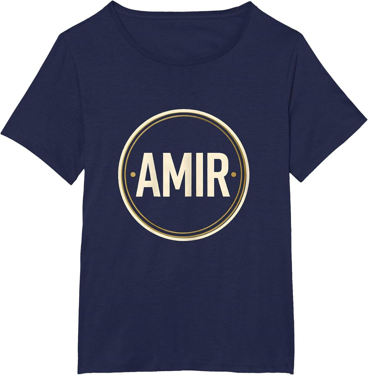 Women's AMIR Bold Typography Name Seal Van Life Traveler Gift T-Shirt - Navy Blue
