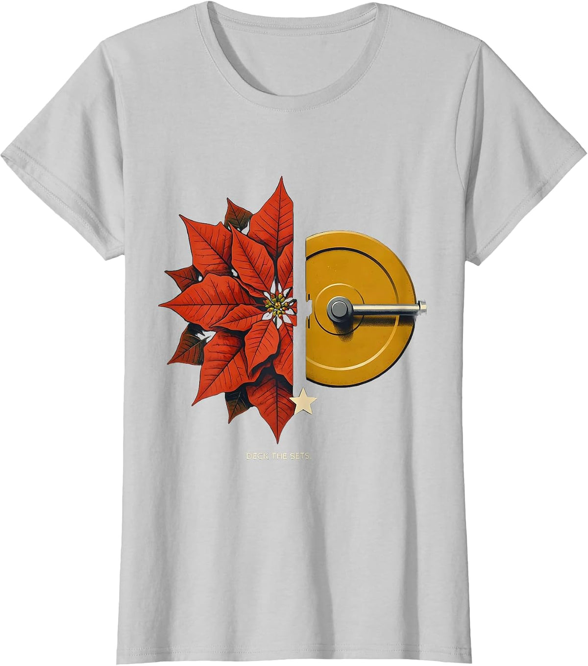 Women's Deck The Sets Midcentury Modern Funny Christmas Gym Workout T-Shirt - Silver Grey