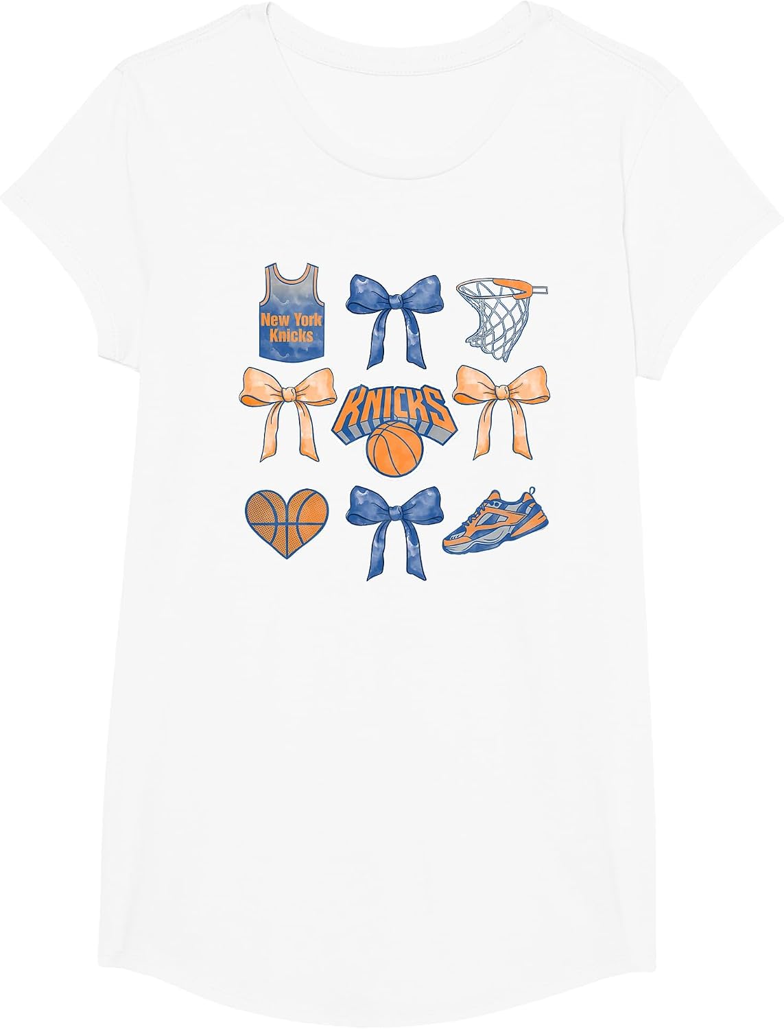 NBA New York Knicks Bow Grid T-Shirt - Girls White