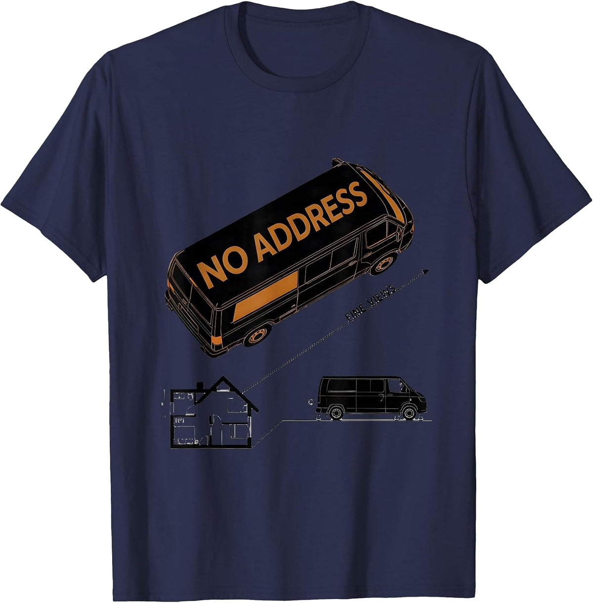 Men's No Address Fine Views Bauhaus Modernist Van Life Retro T-Shirt - Navy Blue