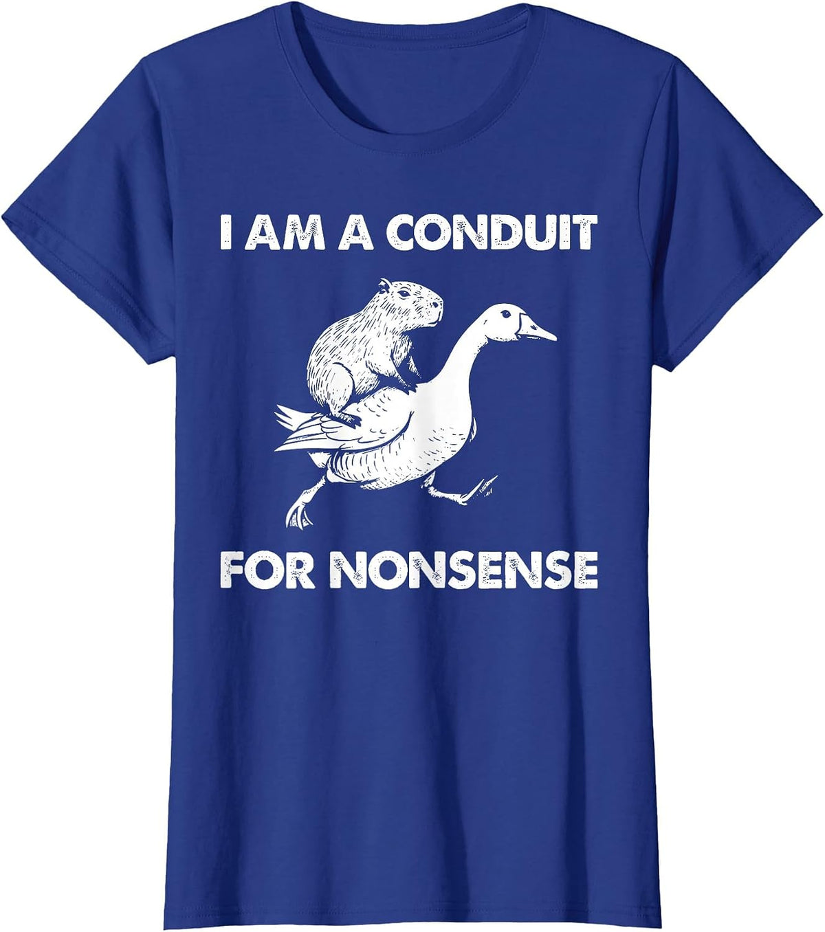 I Am A Conduit for Nonsense Capybara Goose Meme T-Shirt - Royal Blue