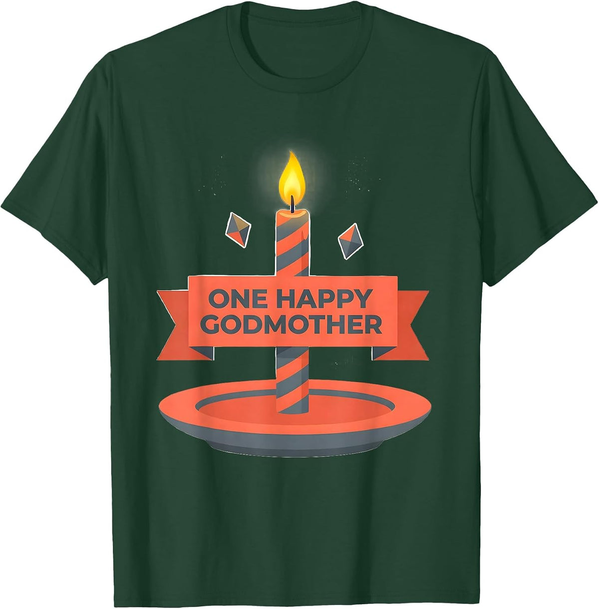 Men's One Happy Godmother Funny Family Matching 1st Birthday Gift T-Shirt - Dark Green