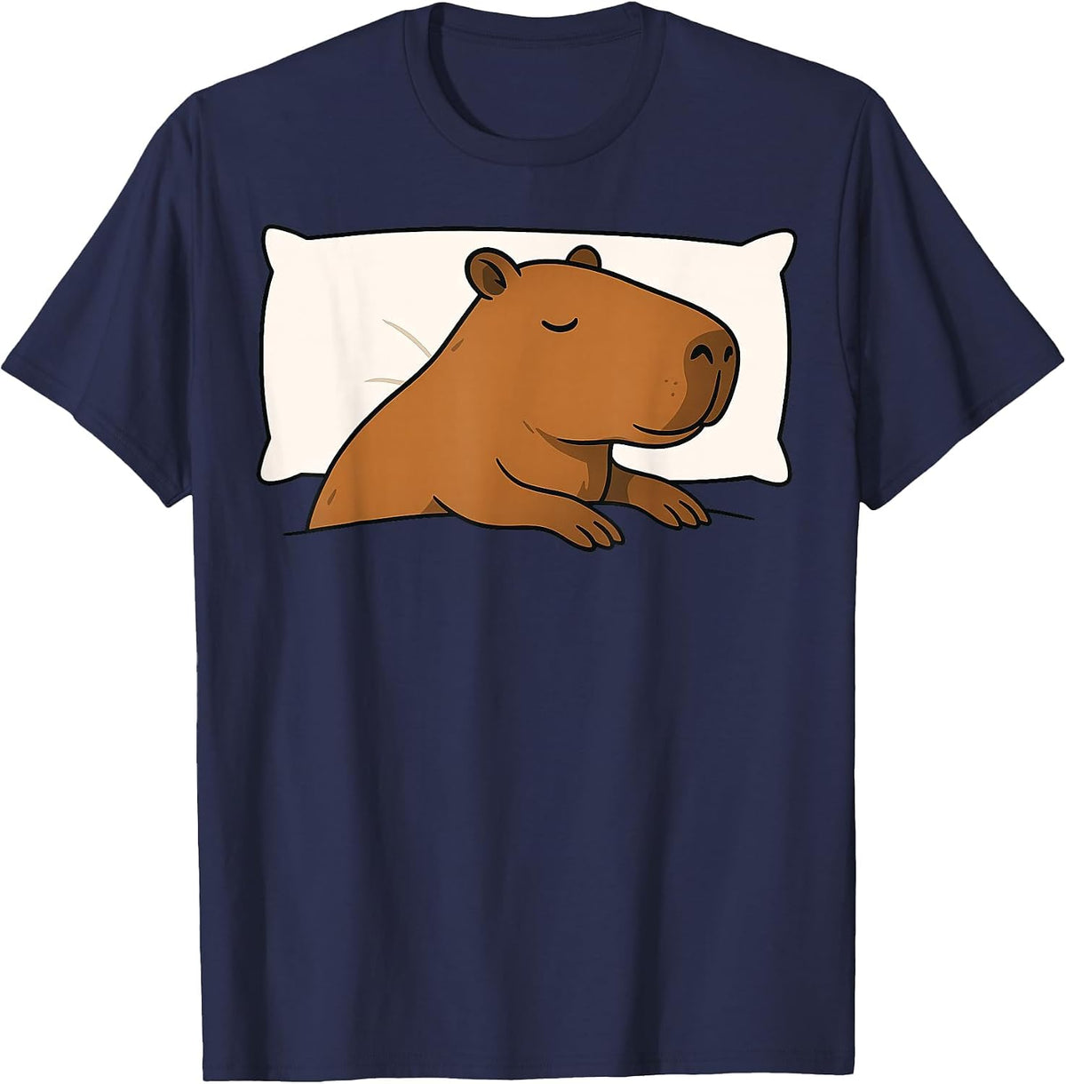 Capybara Favorite Sleepshirt Sleeping Pajamas Boys Girls Kid T-Shirt - Navy Blue