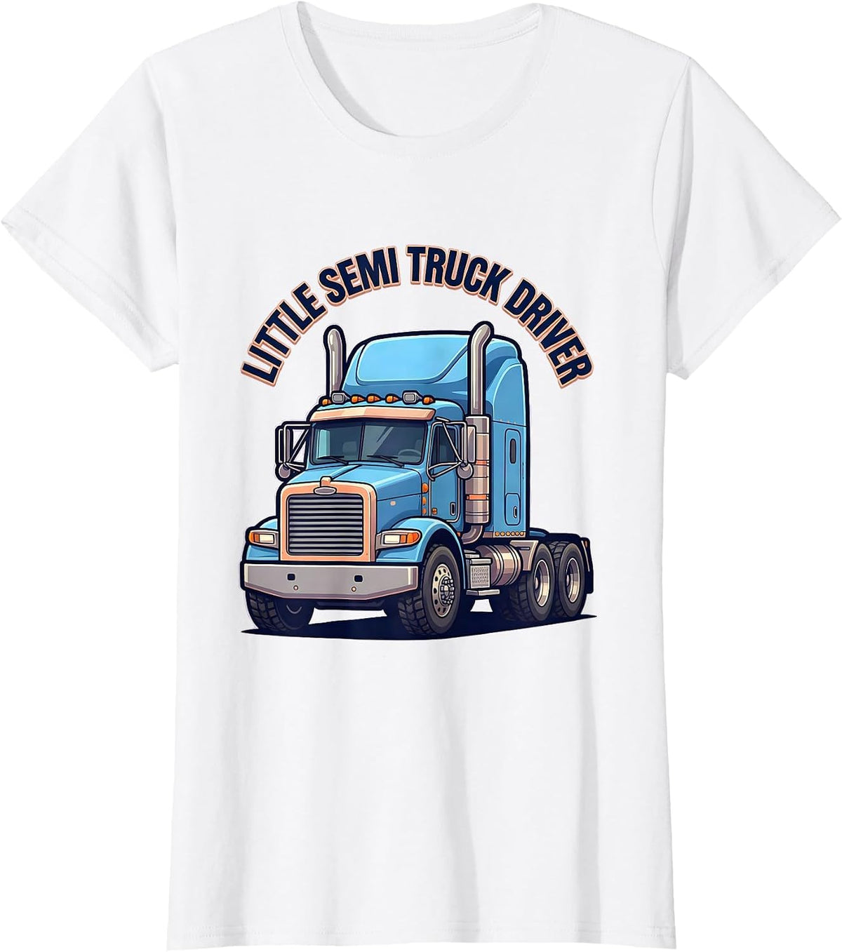 Little Semi Truck Driver Cute Kawaii Toddler Trucker Humor T-Shirt - White