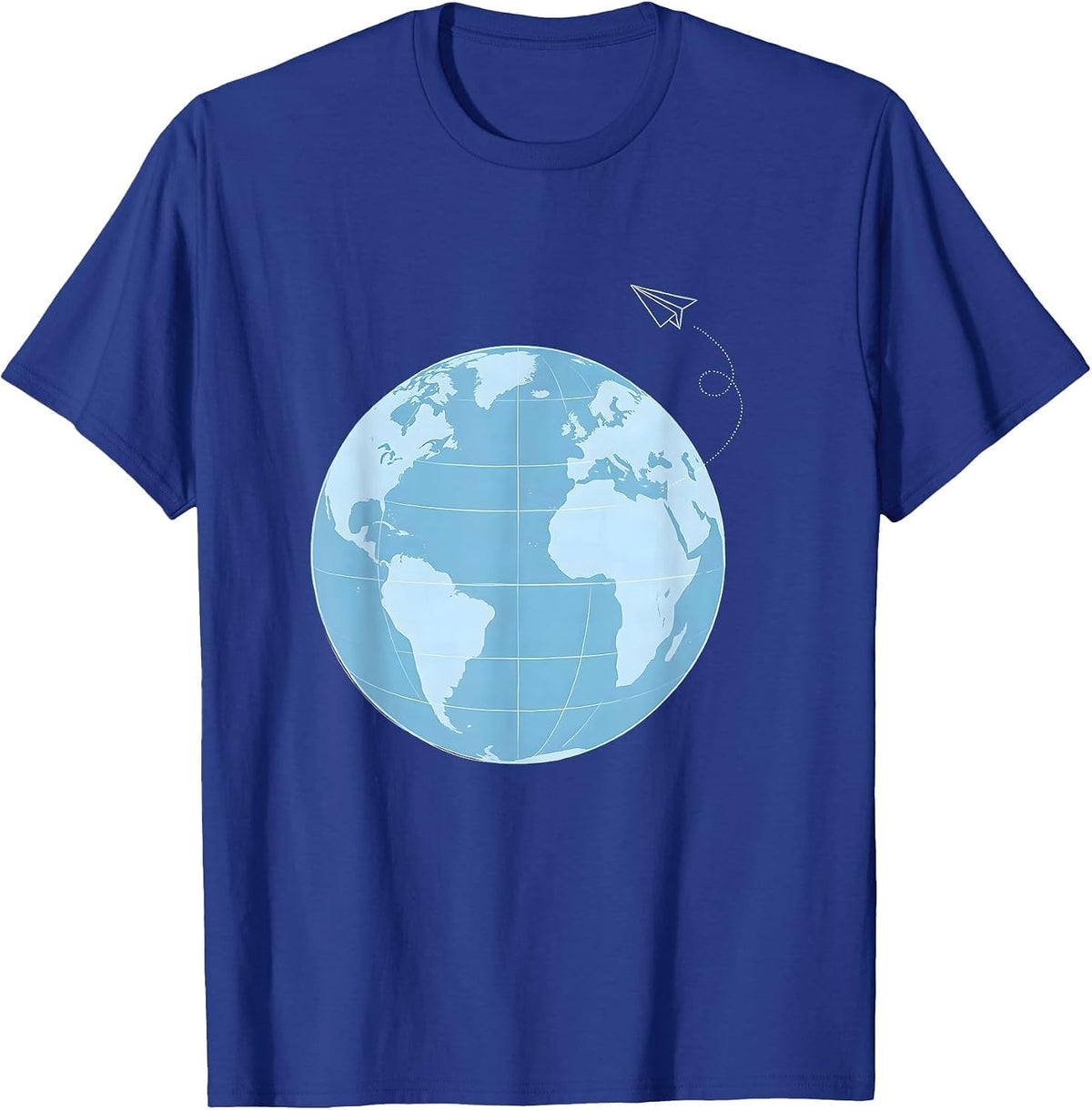 4th Grade Teacher Globe Airplane Graphic T-Shirt - Royal Blue