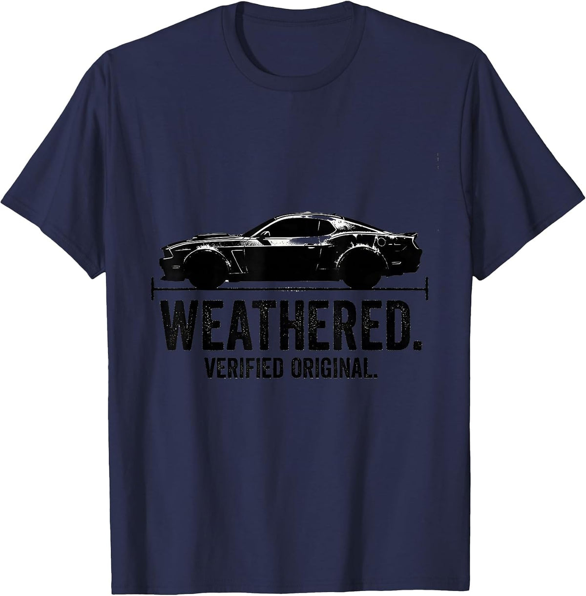 Men's Weathered Verified Original Funny Classic Car Guy Birthday T-Shirt - Navy Blue