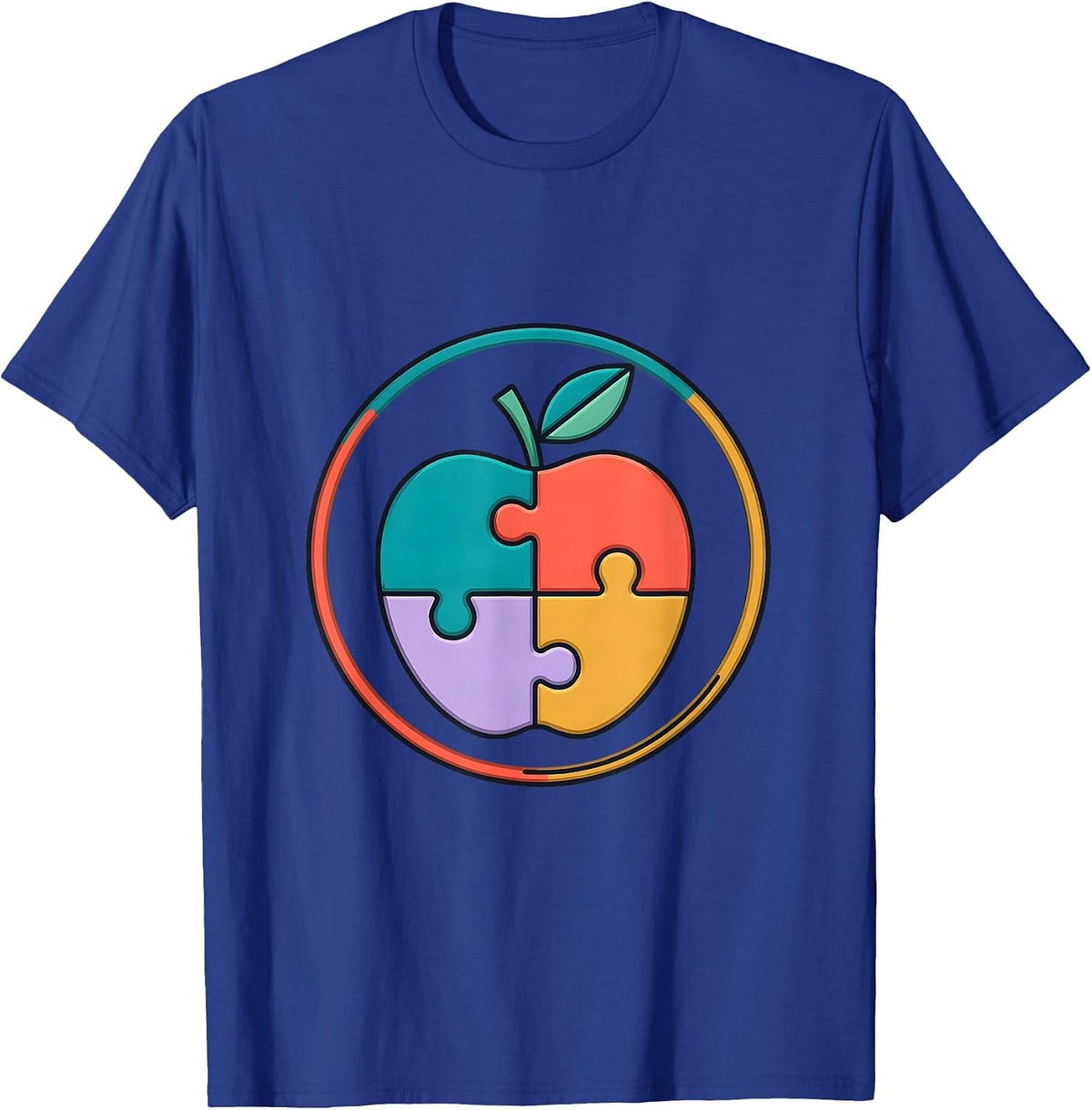 Paraprofessional Puzzle Apple Graphic Design T-Shirt - Royal Blue