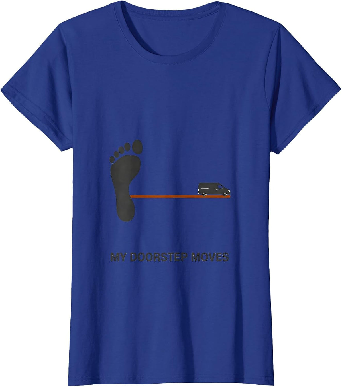 Women's My Doorstep Moves Minimalist Van Life Retro Road Trip T-Shirt - Royal Blue