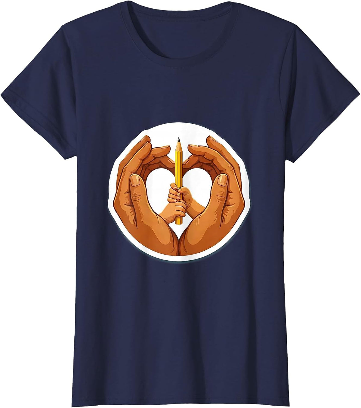 Women's Paraprofessional Guiding Hands Illustration T-Shirt - Navy Blue