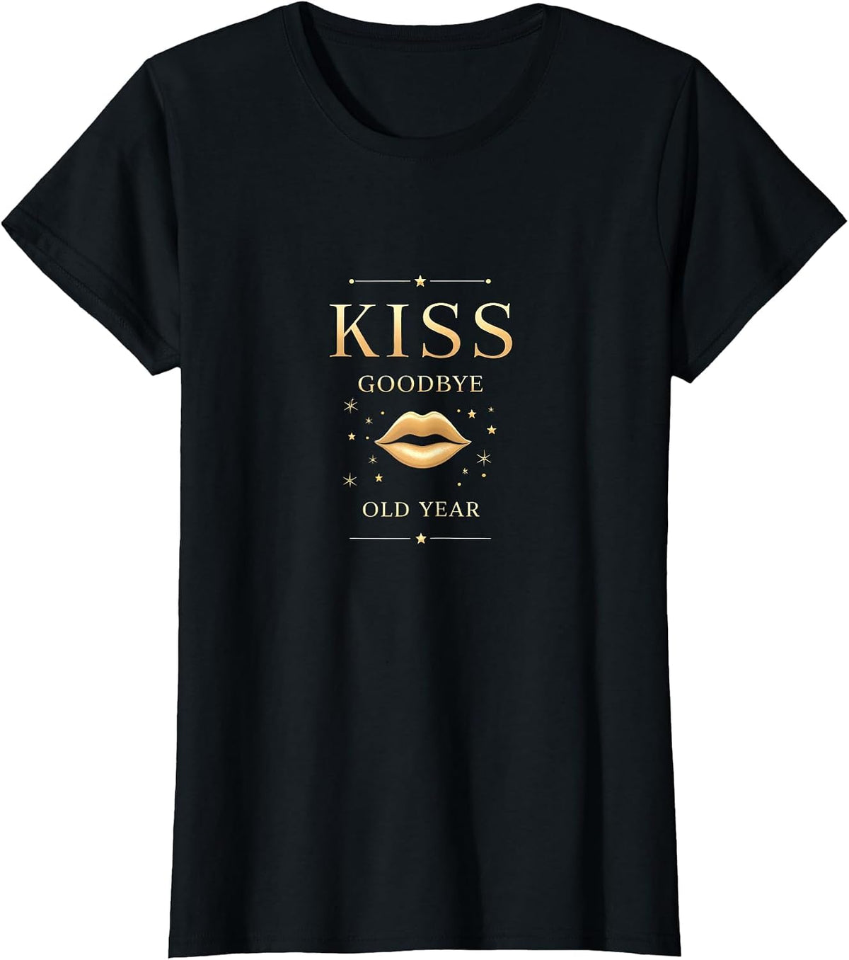 Kiss Goodbye Old Year New Year's Eve Design T-Shirt - Black