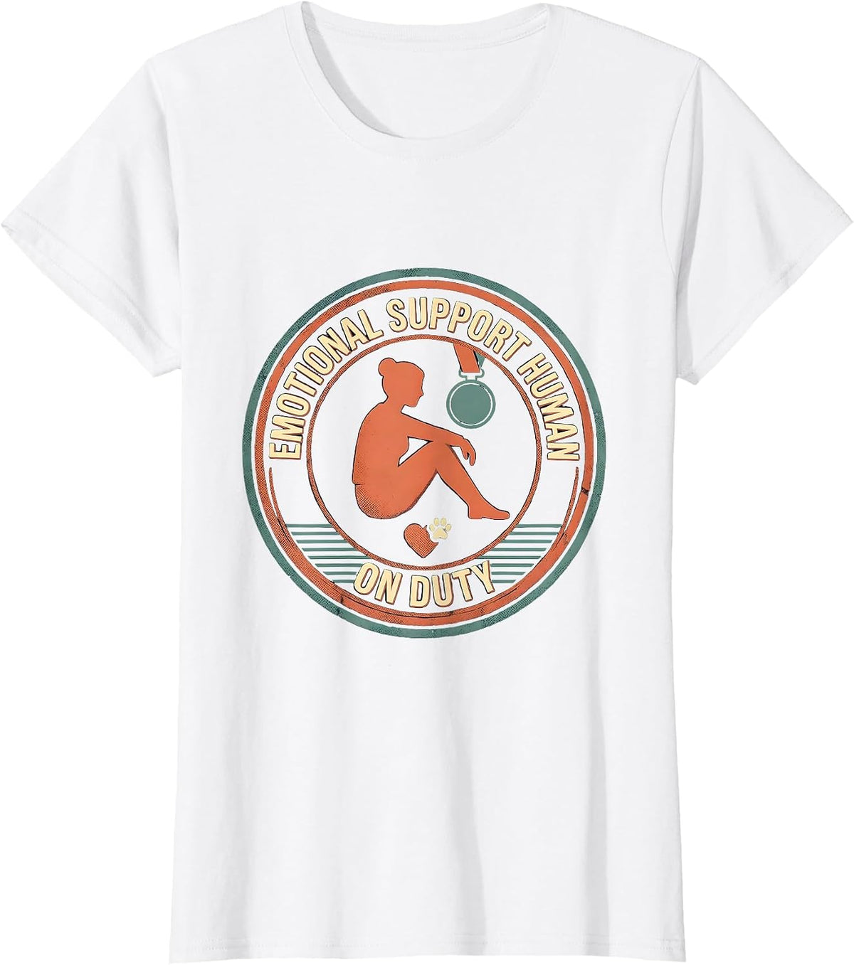 Emotional Support Human On Duty Funny Counselor Therapist T-Shirt - White