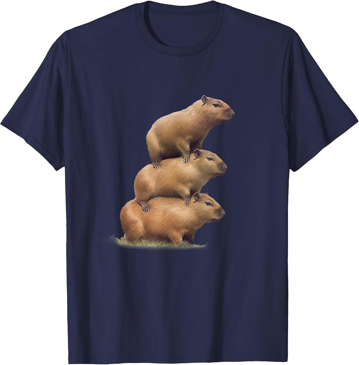 Capybara Family Rodent Capybara T-Shirt - Navy Blue