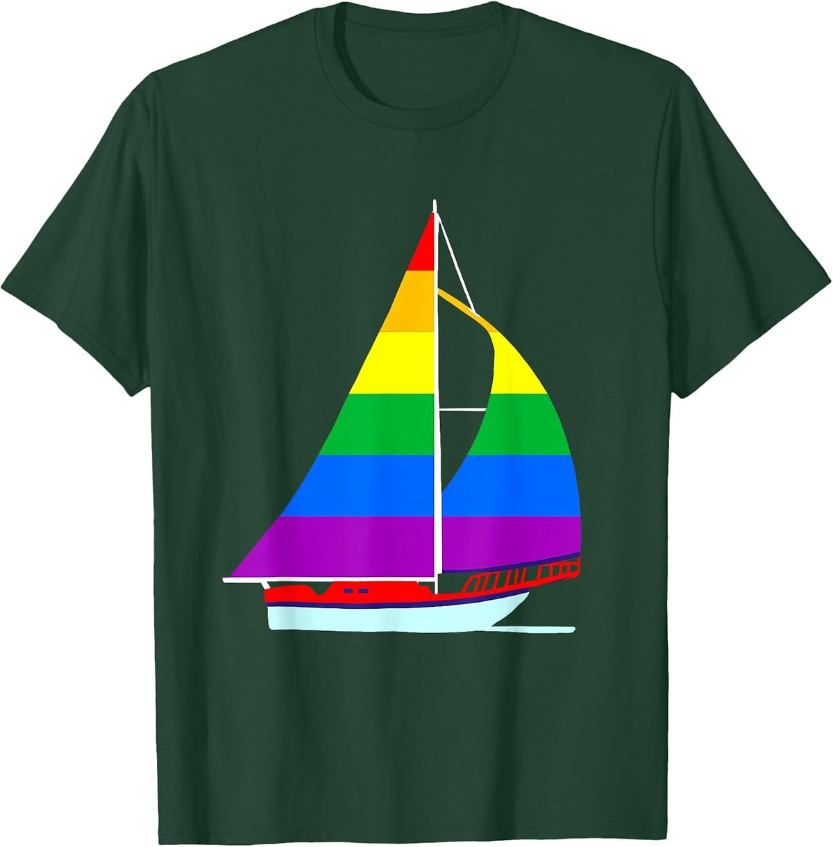 Gay Pride Sailboat Gay Sailor T-Shirt - Dark Green