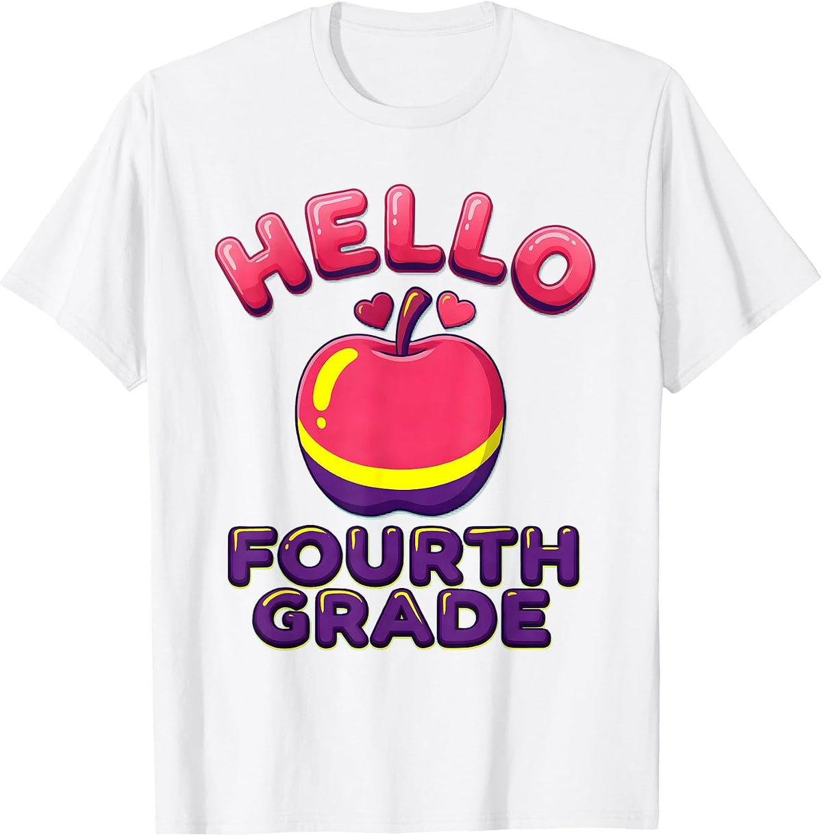 Men's Hello Fourth Grade Leopard Teacher Back To School Girls T-Shirt - White