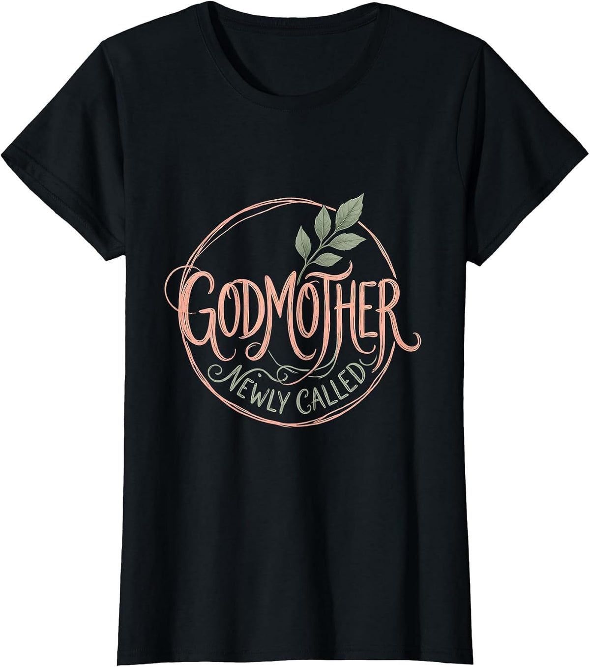 Women's Godmother Newly Called Boho Typography Aunt Humor T-Shirt - Black