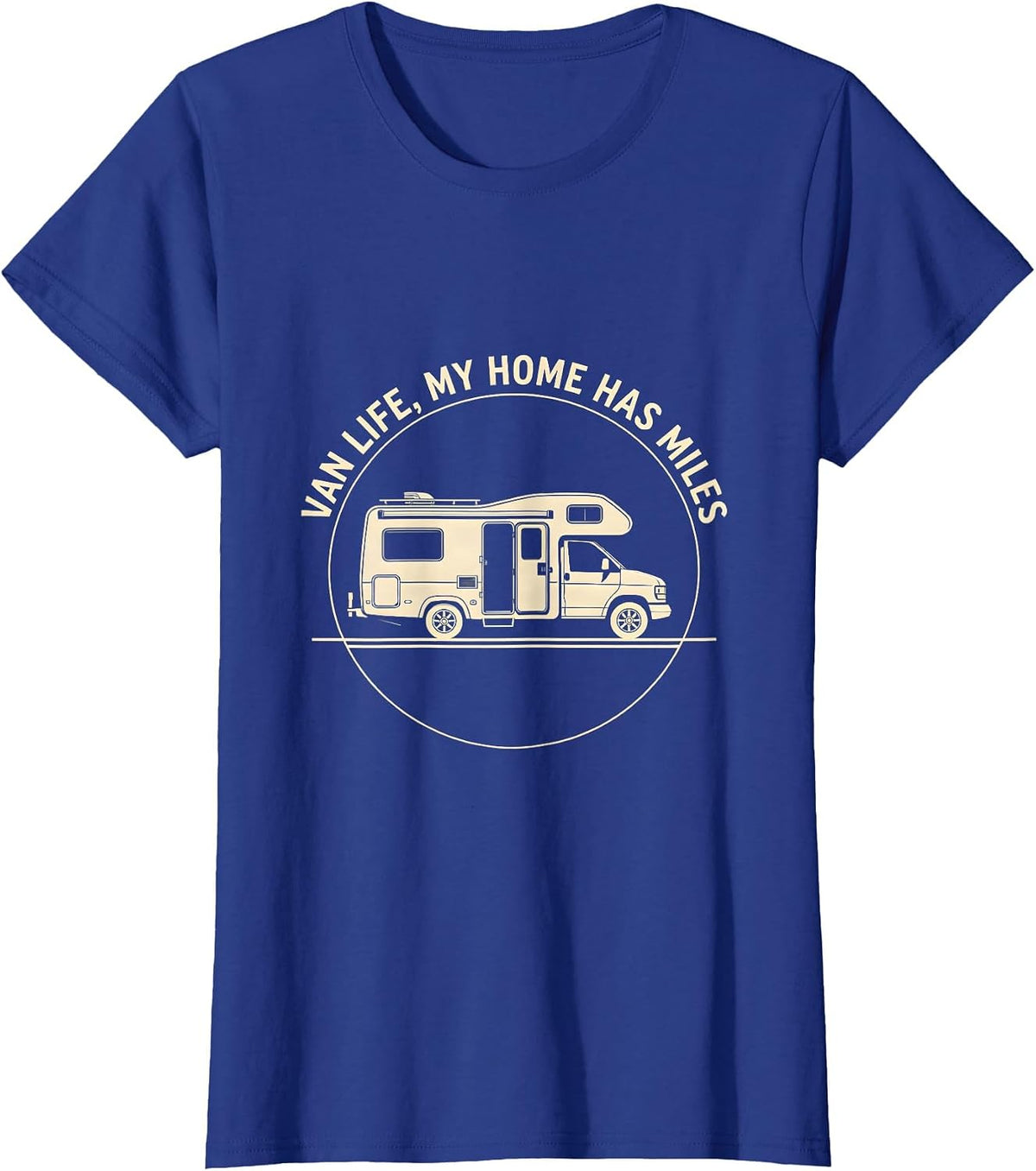 Women's Van Life My Home Has Miles Retro Camper Nomad Pride T-Shirt - Royal Blue