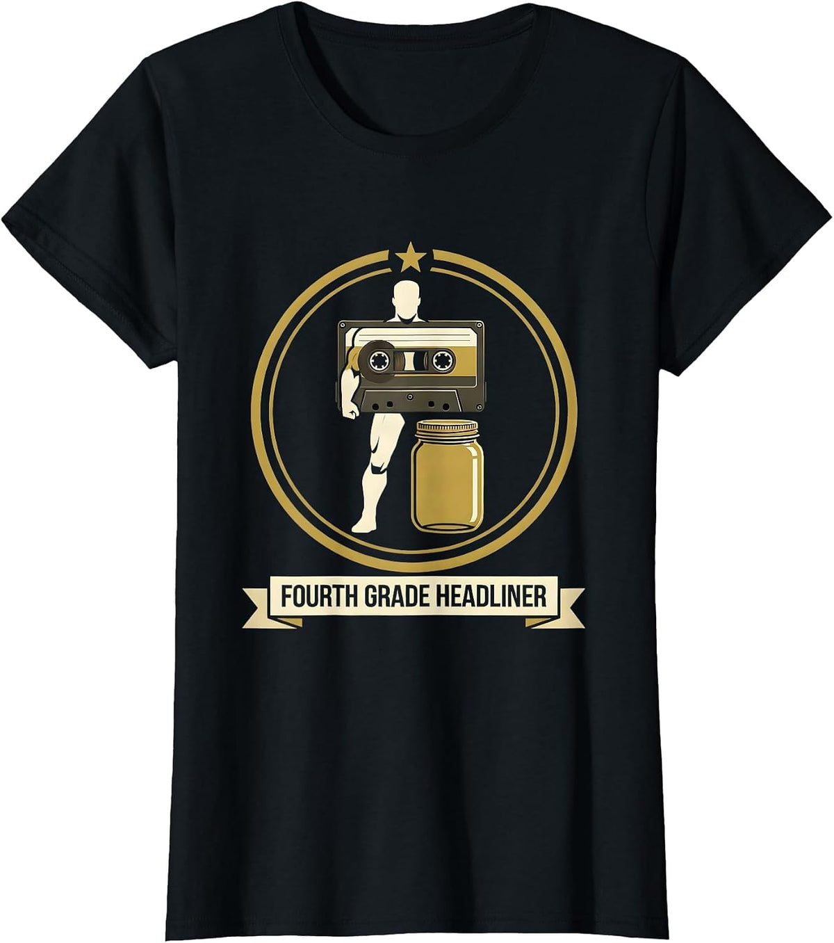 Fourth Grade Headliner Retro Jam Back To School Teacher T-Shirt - Black