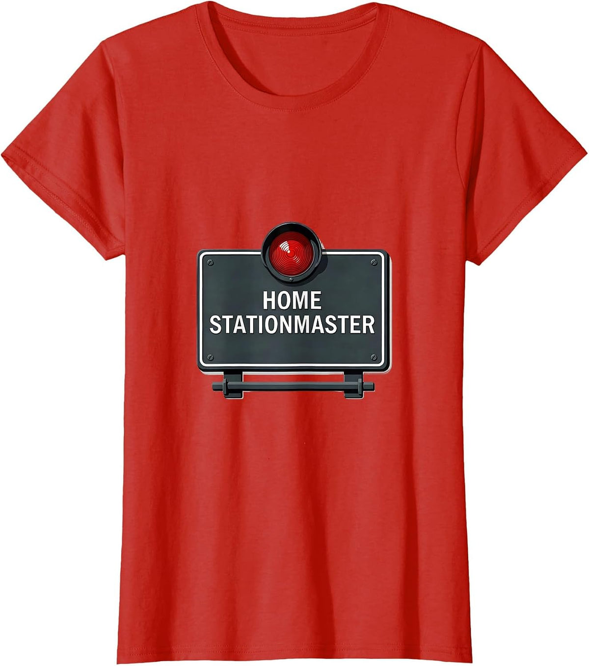 Home Stationmaster Funny Train Enthusiast Model Railroad T-Shirt - Red