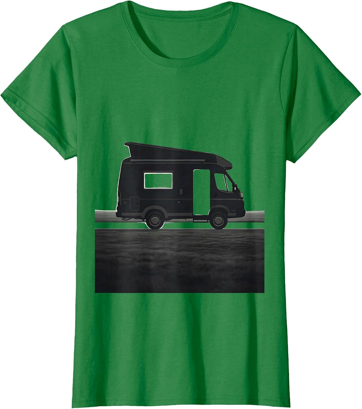 Women's Compact Pop-Top Camper Minimalist Van Life Van Dweller T-Shirt - Kelly Green