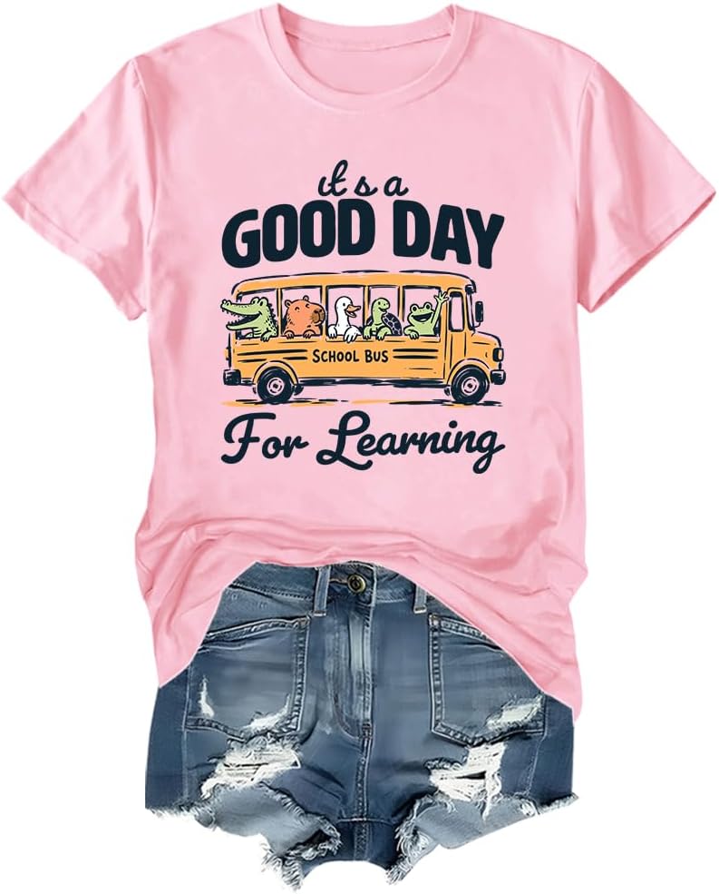 It's A Good Day for Learning Shirt Teacher T-Shirt - Crew-pink
